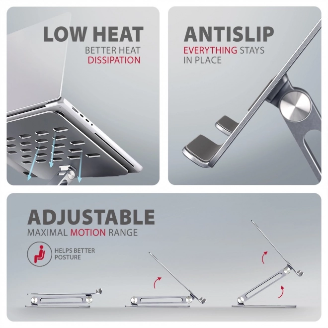 Support pour ordinateur portable AXAGON STND-LQ en aluminium, 10-16", angle réglable