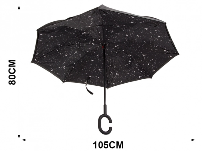 Parapluie inversé pliant avec structure robuste et fils résistants – Noir
