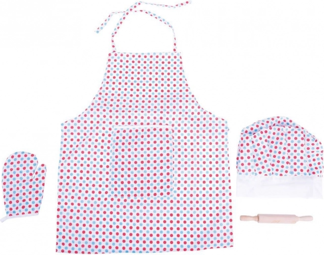 Tablier à pois et toque qui s’ajustent bien
