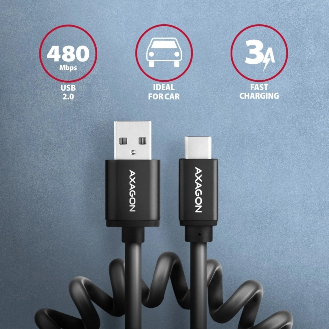 BUCM-AM20TB Twister USB-C - USB-A câble, 1,1 m, USB2.0 3A, ALU