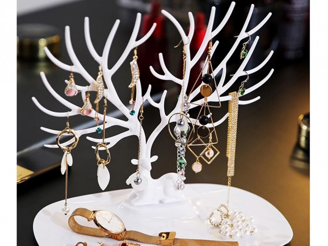 Support à bijoux en forme d'arbre avec espace de rangement