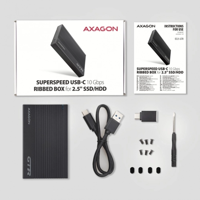 Boîtier en aluminium pour disques externes USB3.2 Gen 2 - SATA 6G 2.5" SSD/HDD