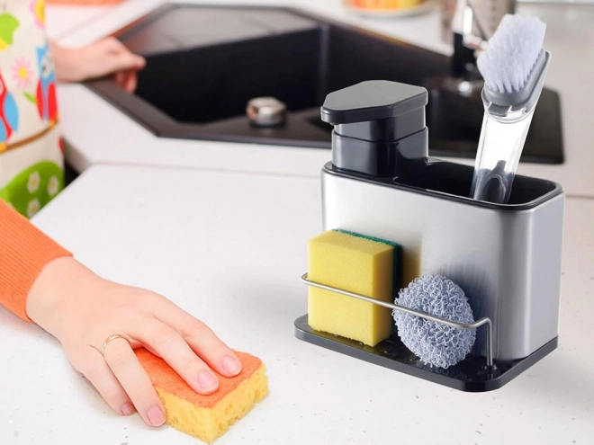 Distributeur de savon de cuisine et organisateur pour éponges