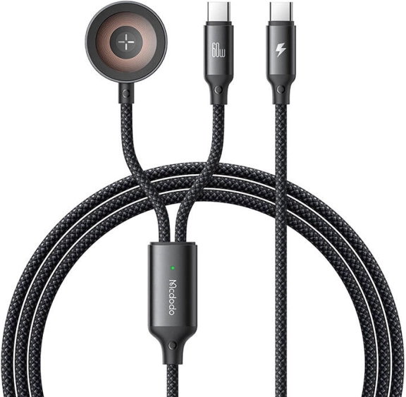 Mcdodo câble 2-en-1 USB‑C et chargeur pour Apple Watch, 60 W, 1,2 m