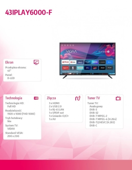 Téléviseur LED 43'' IPLAY