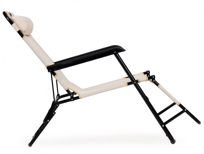 Chaise longue de jardin avec appuie-tête beige