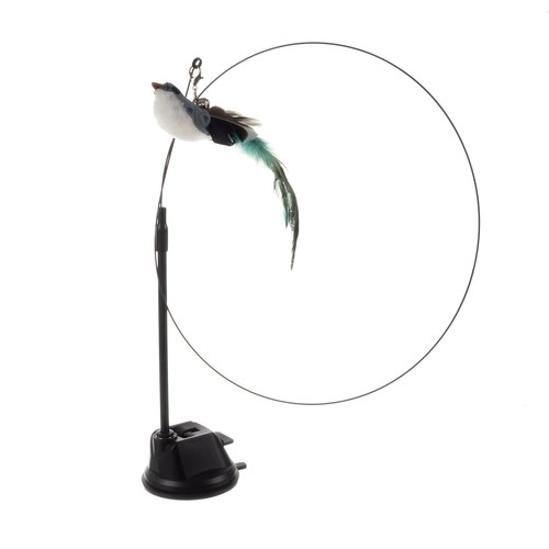 Jouet pour chats avec ventouse et oiseau
