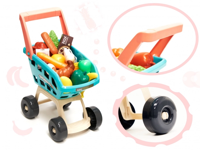 Supermarché pour enfants avec caisse enregistreuse et chariot menthe