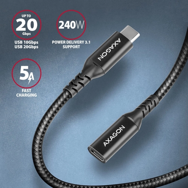 BUCM32-CF15AB Gen2 USB-C - câble d’extension USB-C 1,5 m, 5 A, 20 Gb/s, PD 240 W, tressé