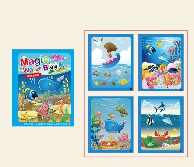 Livre d'eau avec marqueur animaux marins bleu