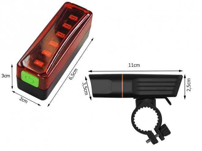 Ensemble de lumières LED avant et arrière pour vélo avec chargement USB