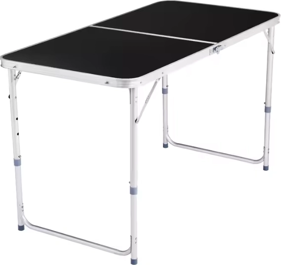 Table de camping pliable avec hauteur réglable 120x60 cm noir