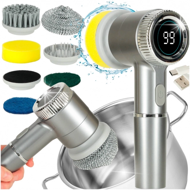 Brosse électrique de nettoyage 5 en 1 avec LED pour salles de bain et sols