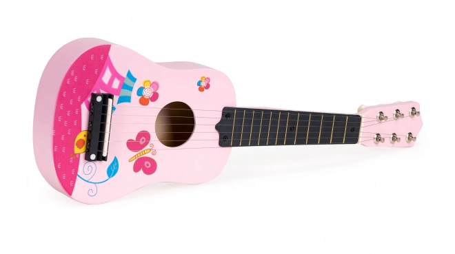 Guitare en bois pour enfants, cordes métalliques, rose ECOTOYS