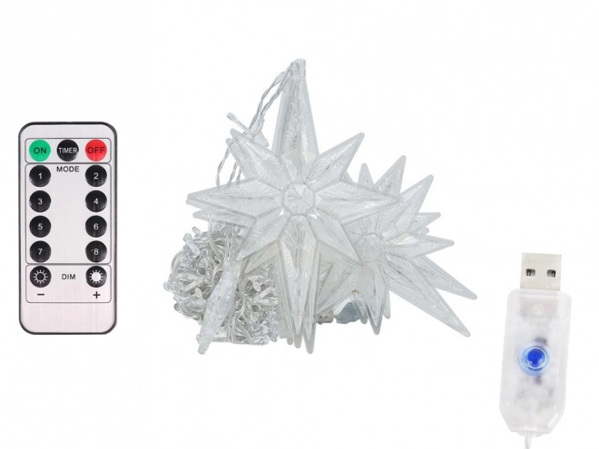 Rideau lumineux de Noël avec étoiles sur USB