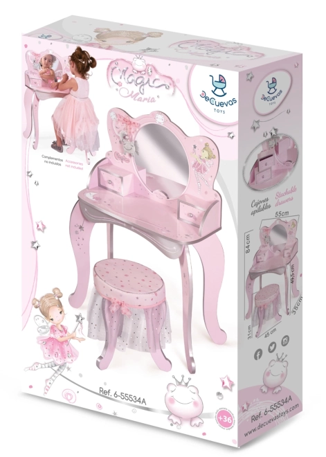 Coiffeuse en bois avec tabouret Magic Maria