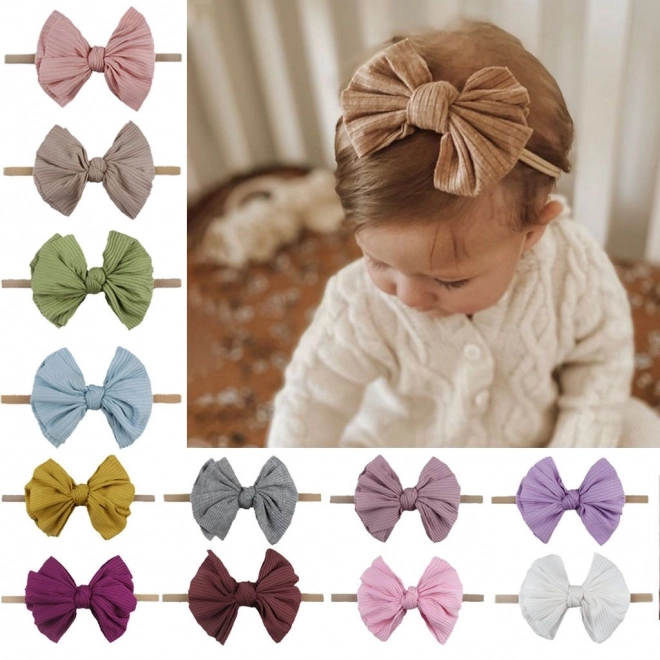 Bandeau bébé avec nœud - rose clair