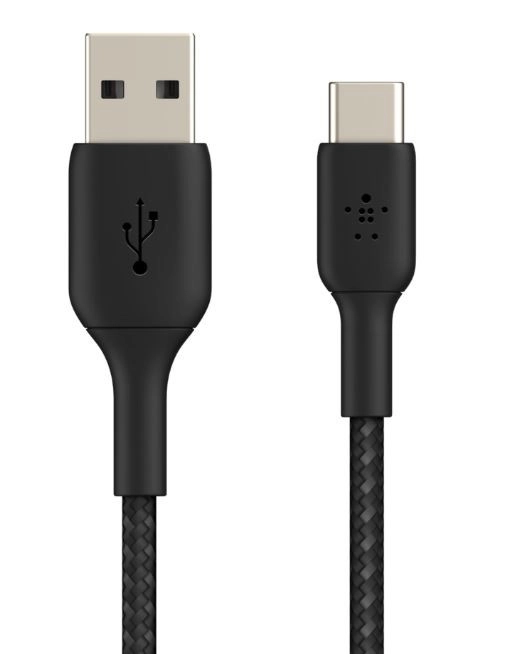 Câble tressé USB-C vers USB-A 2m noir