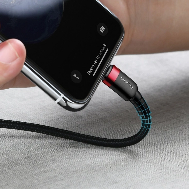 Câble Baseus Cafule USB-C vers Lightning 18W rouge-noir