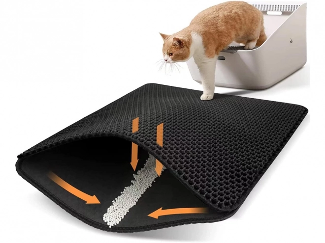 Tapis pour litière de chat avec motif hexagonal