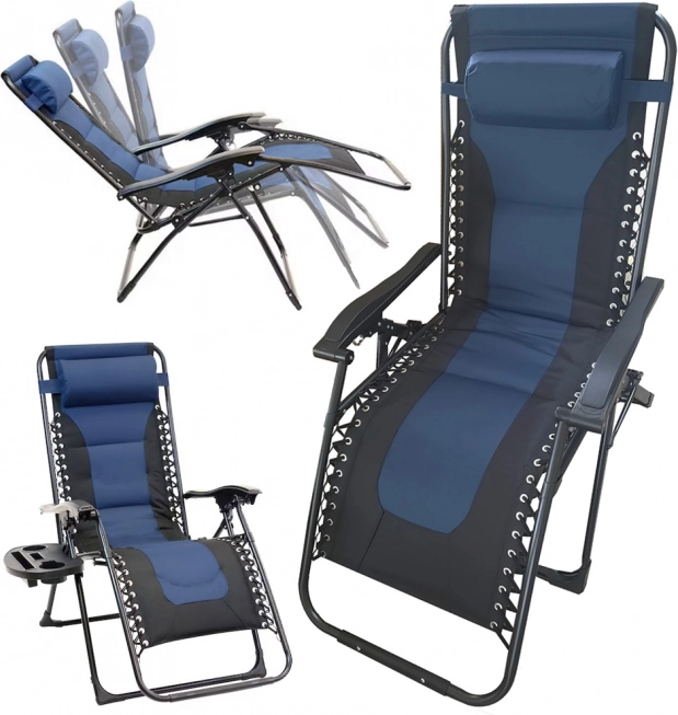 Chaise longue de jardin pliable avec système gravitationnel