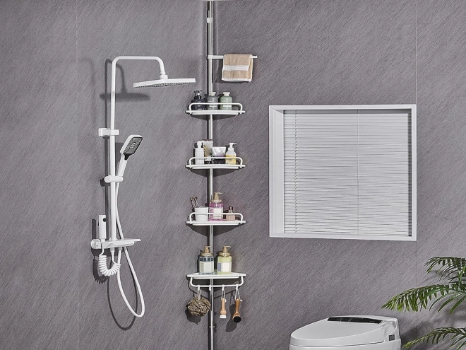 Étagère d'angle télescopique pour salle de bain