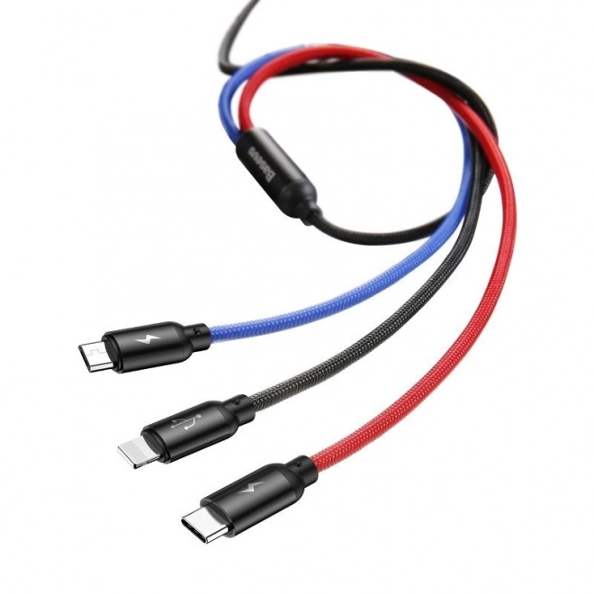 Baseus câble USB rapide 3 en 1 avec connecteurs Type C / Lightning / Micro 3A 1,2M - noir