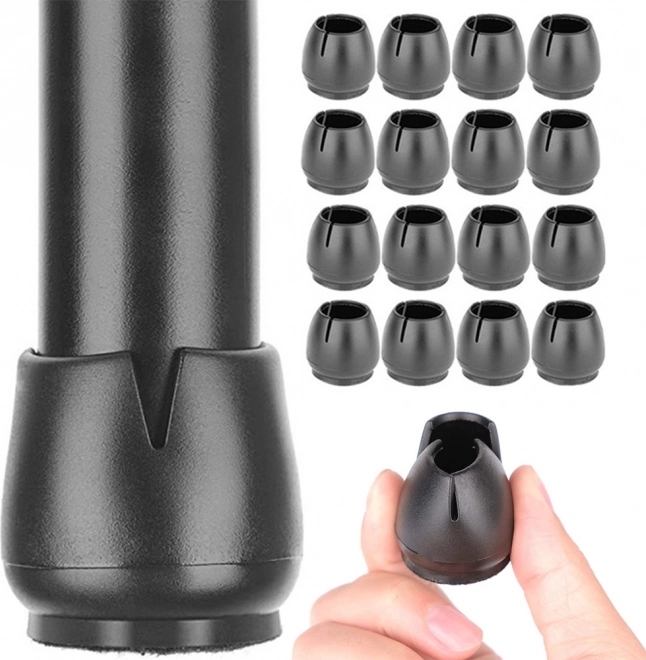 Embouts de pieds de chaises avec feutre 12–16 mm, noirs, lot de 16 pièces