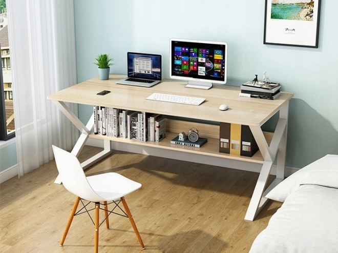 Bureau informatique avec étagère 100x60 cm