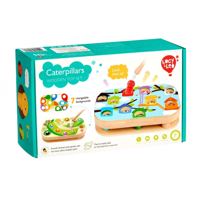 Lucy & Leo Attrape les chenilles – jeu de table en bois avec des aimants