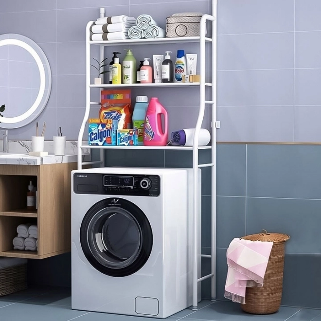 Étagère de salle de bain haute avec 3 étagères, structure en aluminium