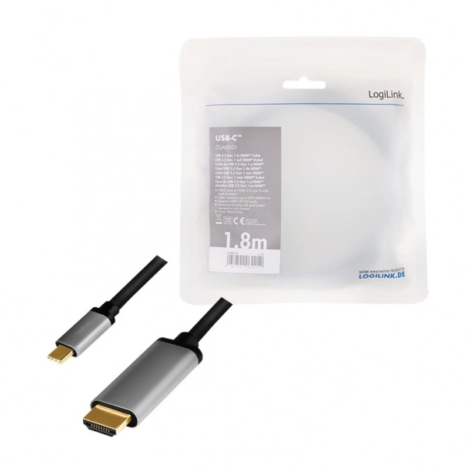 Câble USB-C vers HDMI 4K 60Hz 1.8m LogiLink
