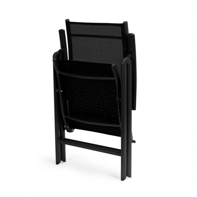 Ensemble de 2 chaises de jardin pliantes en acier avec dossier réglable ModernHome - Noir