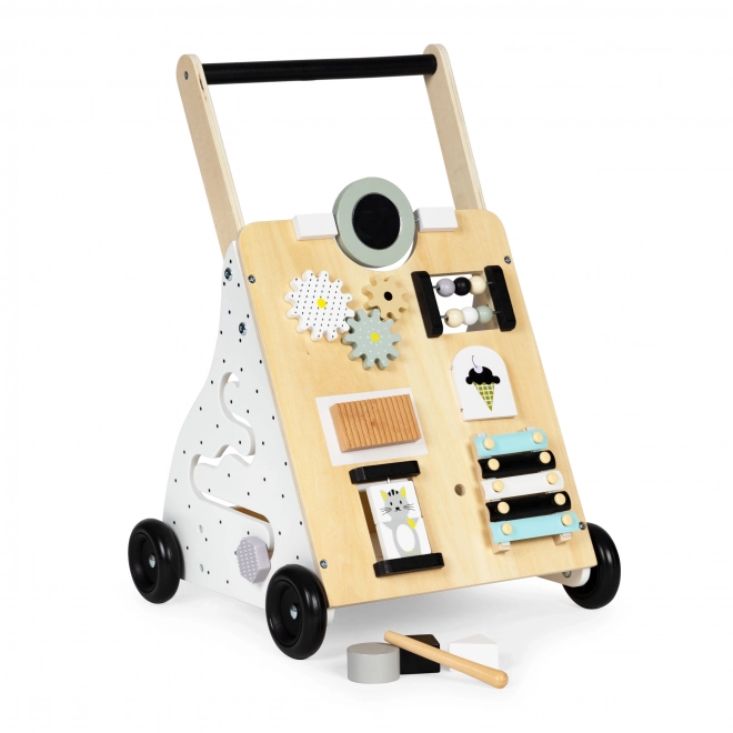 Chariot éducatif en bois poussable pour enfants