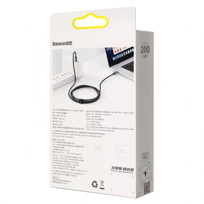 Câble USB-C vers écran USB-C Baseus, 100 W, 2 m (noir)