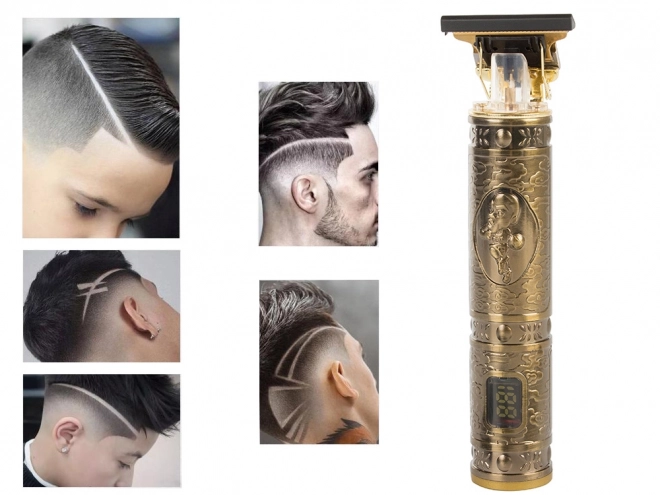 Tondeuse électrique dorée pour barbe et cheveux