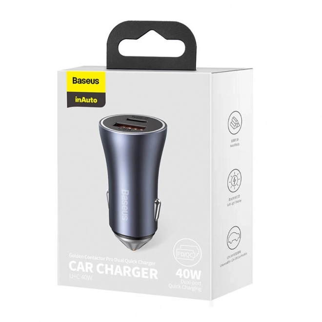 Chargeur de voiture Baseus avec USB et USB-C, 40W