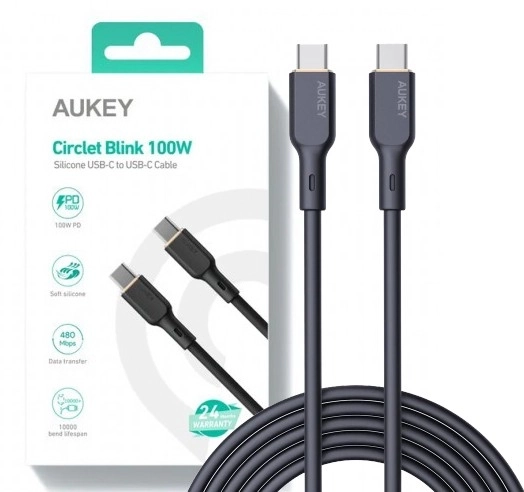 Câble silicone USB-C vers USB-C 1,8 m 100W AUKEY