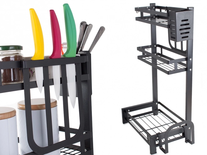 Organisateur de cuisine en métal à trois niveaux