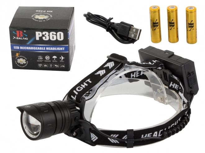 Lampe frontale professionnelle avec LED Cree XHP360 Powerbank Zoom de Bailong