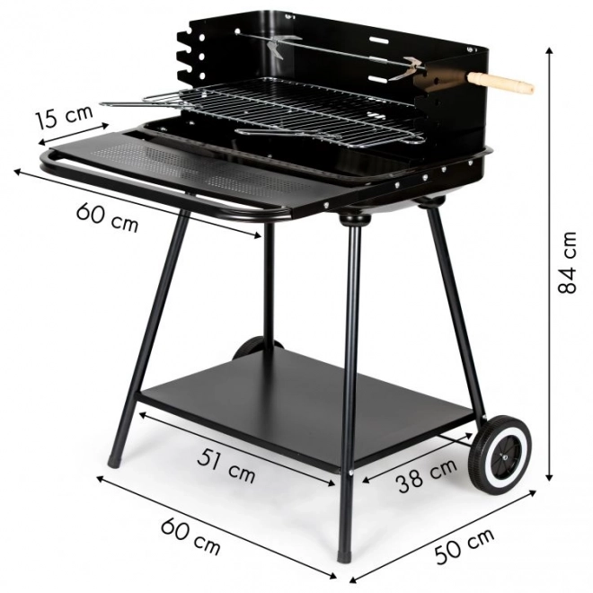 Gril de jardin portable avec étagère 2 grilles SL5434P