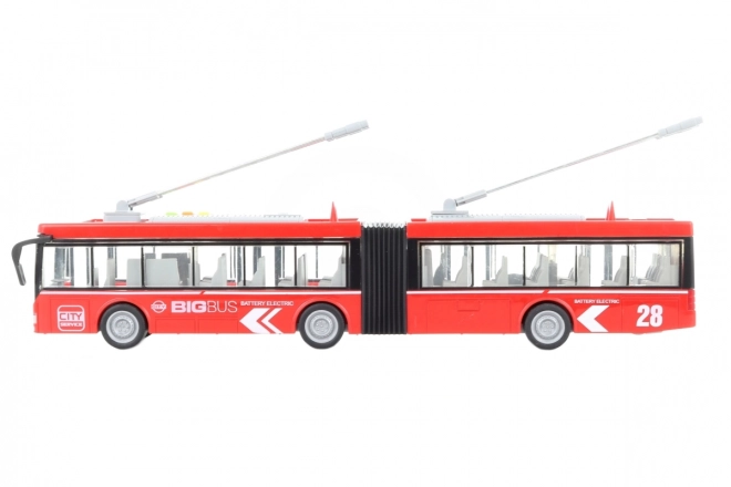 Trolleybus articulé rouge à batteries