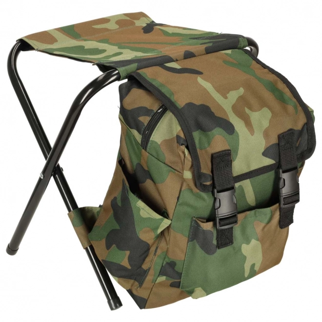 Chaise pliante de randonnée sans dossier avec sac à dos en motif camouflage