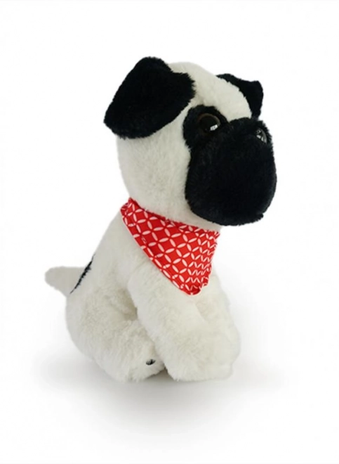 Chien en peluche carlin 21 cm blanc
