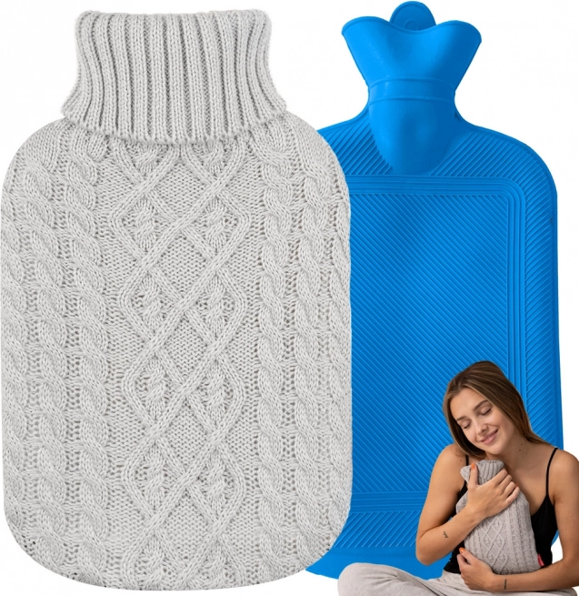 Bouillotte avec housse tricotée 2 l – grise