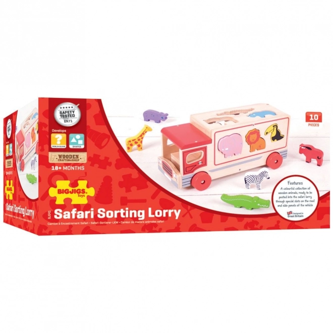 Bigjigs Toys Voiture en bois avec animaux safari