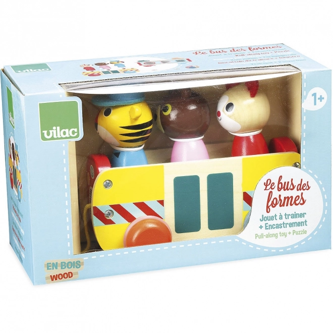 Autobus en bois coloré avec des animaux