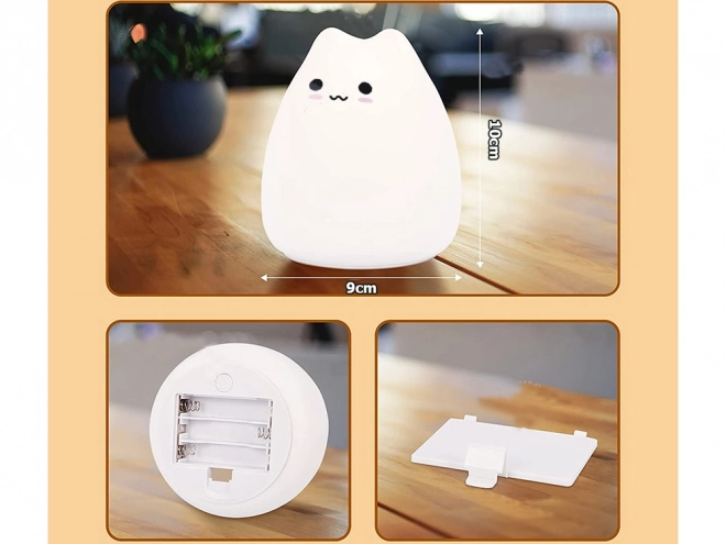 Lampe de nuit en silicone pour enfants, Chat RGB au toucher