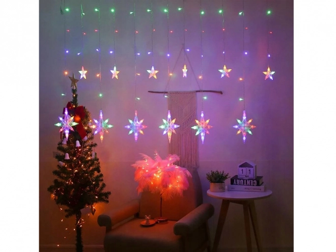 Rideau lumineux coloré avec étoiles sur USB