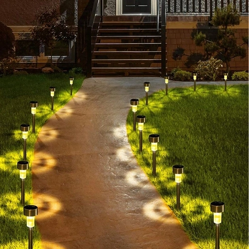 Lampes solaires de jardin à LED - ensemble de 10, à planter, étanches, lumière blanche chaude